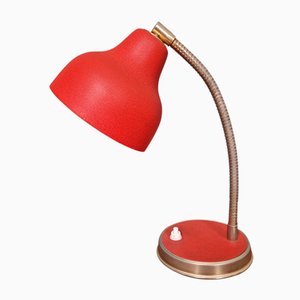 Articulated Desk Lamp in Red Lacquered Metal, 1950s
