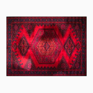 Orientalischer Teppich aus rotblauer Tribal Wolle, 1950er