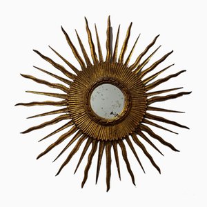 Miroir Witches Sun en Bois Doré, 1920s