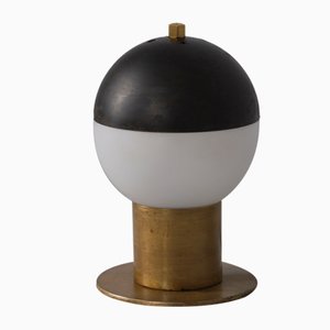 Lampe de Bureau en Laiton avec Dôme en Acier, Italie, 1950s