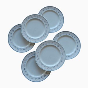 Vintage Dessert Plates with Floral Border rom Longchamp, 1970s, Set of 6