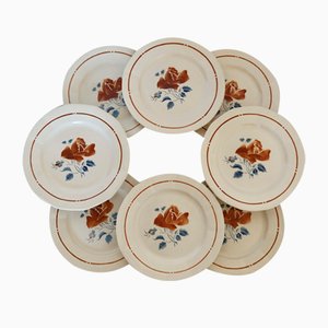 Flache Vintage Teller aus Steingut von Sarreguemines, 1980er, 8er Set