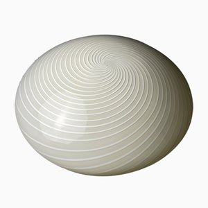 Plafonnier Vintage en Verre Murano Beige, Italie, 1970s