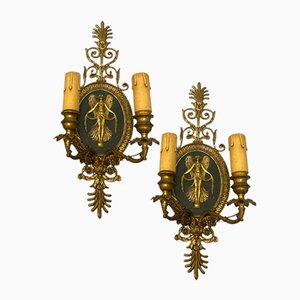 Vintage Sconces in Bronze, 1930s, Set of 2