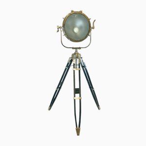 Grand Lampadaire Tripode Vintage en Aluminium Nickelé, 1980s