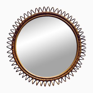 Rattan Round Wall Mirror by Franco Albini, 1960s