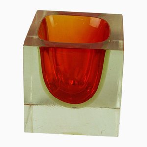 Italian Red Murano Sommerso Block Vase attributed to Flavio Poli for Seguso, 1960s