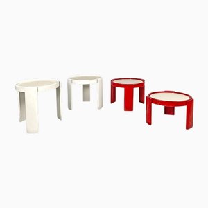 Modern Italian Stackable Red White Coffee Table 780/783 by Frattini for Cassina, 1970s