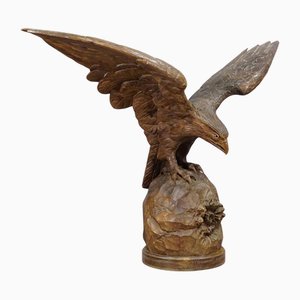Grande Statue d'un Aigle Sculptée à la Main, Forêt-Noire, 1890s