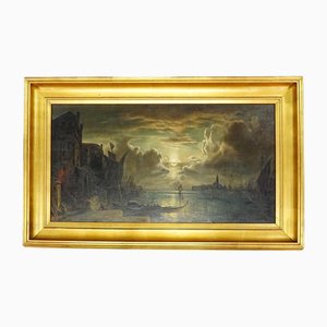 K. Nufer, Venedig bei Mondschein, Ende 19. Jh., Öl auf Leinwand