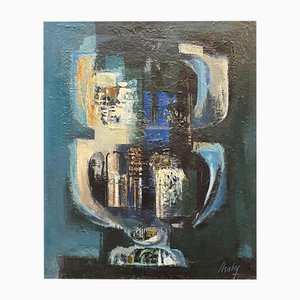 Frank Chabry, Vaso blu grande, Olio su tela, 1972