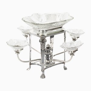 19th Century Sheffield Plate Cut Glass Epergne Centrepiece, 1820s