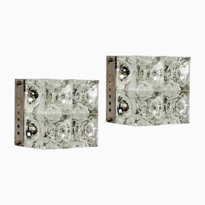 Lampade da parete in vetro attribuite ad Albano Poli per Poliarte, Italia, anni '70, set di 2