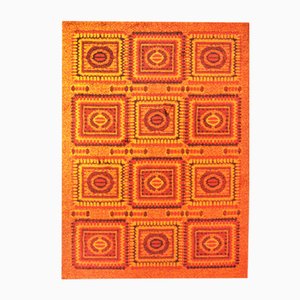 Orangenfarbener Gemusterter Teppich, 1970er