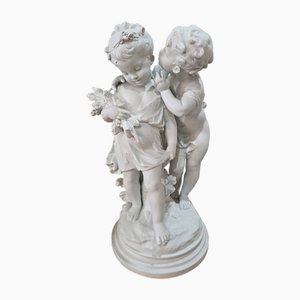 Auguste Moreau, Zwei Kinder, 1800er, Biskuitporzellan
