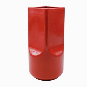 Italian Red Ceramic Vase by Studio O.P.I. For Gabbianelli, 1970s