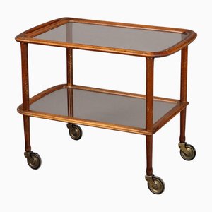Vintage Serving Cart in Beech and Glass, 1950s