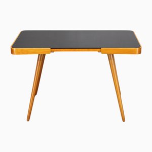 Beech Coffee Table with Glass Top, Czechoslovakia, 1960s