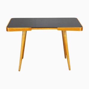 Beech Coffee Table with Glass Top, Czechoslovakia, 1960s