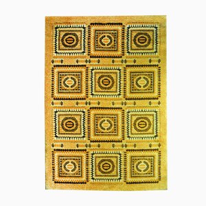 Yellow Hippie Mosaic Carpet, 1970s