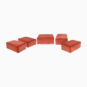 Fußhocker aus Samt, 1970er, 5 . Set