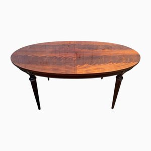 Louis XVI Style Oval Dining Table in Mahogany and Brass