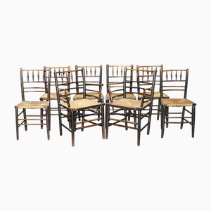 Sedie da pranzo antiche del Sussex, vittoriana, 1870, set di 8