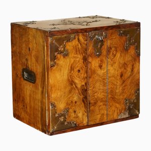 Antique Regency Burr Walnut and Brass Cigar Humidor Chest, 1820