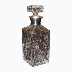 Antique Whisky Spirit Decanter with Sterling Silver Collar by David Shaw, 1978
