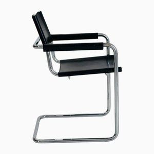 Mid-Century Black Leather Mg5 Cantilever Chair by Mart Stam, Italy, 1980s