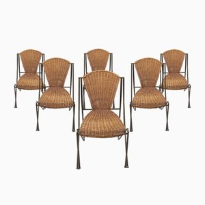 Vintage Abanica Chairs in Wicker by Oscar Tusquets for Aleph, 1990s, Set of 6