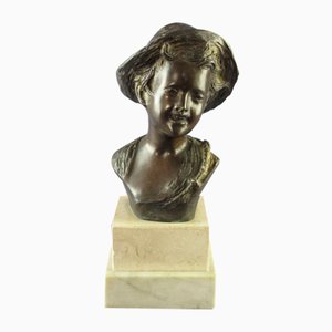 Neapolitan Bronze Scugnizzo Statue with Marble Base from De Martino, 1950