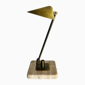 Lampe de Bureau en Laiton et Marbre, Italie, 1960s