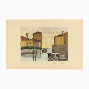 Alcione Gubellini, View of Venice, Etching, Mid-20th Century