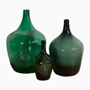 Grüne Damajuana Flaschen, 1900er, 3 . Set