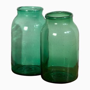 Green Vases, 1920s, Set of 2