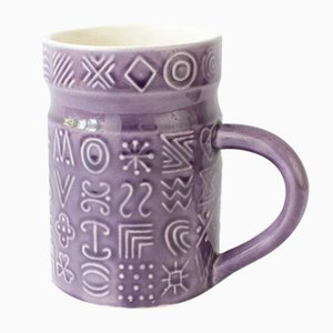 Taza de cerámica en violeta de Secla, años 70