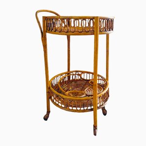 Vintage Servierwagen aus Bambus & Rattan von Franco Albini, 1960er
