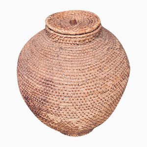 Early 20th Century Folk Art Primitive Straw Basket, 1890s