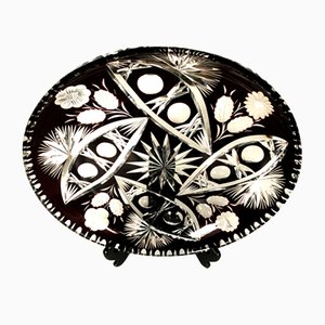 Crystal Plate Handmade in Dark Fillet and Clear, 1970s