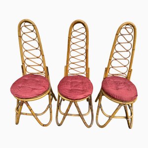 Bamboo and Rattan Chairs attributed to Dirk Van Sliedregt for Rohe Noordwolde, 1960s, Set of 3