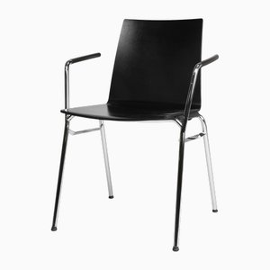 Mid-Century Modern Black Chair in with Armrests, Belgium
