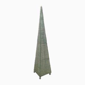 Lampadaire Pyramide Vert Vintage avec Perles en Verre Vert, Italie, 1980s