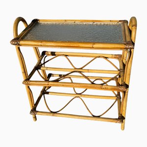Rattan and Glass Shelf in the style of Rohe Noordwolde, 1950s