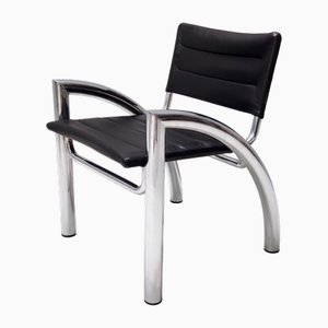Schwarzer Cassiopea Ledersessel von Gae Aulenti für Elam, 1976
