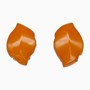 Orecchini a clip vintage in ambra baltica, set di 2