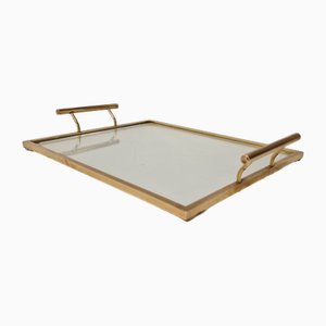Tablett aus Messing & Glas, 1960er