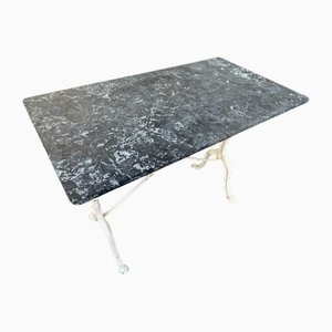 Table de Bistrot Antique en Fonte et en Marbre, France, 1900s