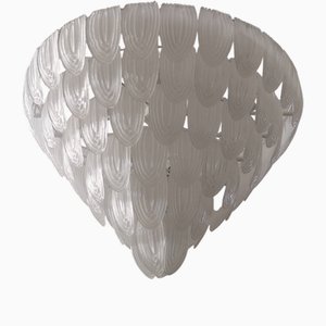 Murano Art Glass Round Transparent, White Color Chandeliers and Pendant