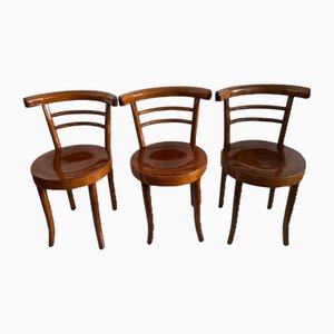 Light Bistro Chairs in Bentwood in the style of Thonet, 1920, Set of 3